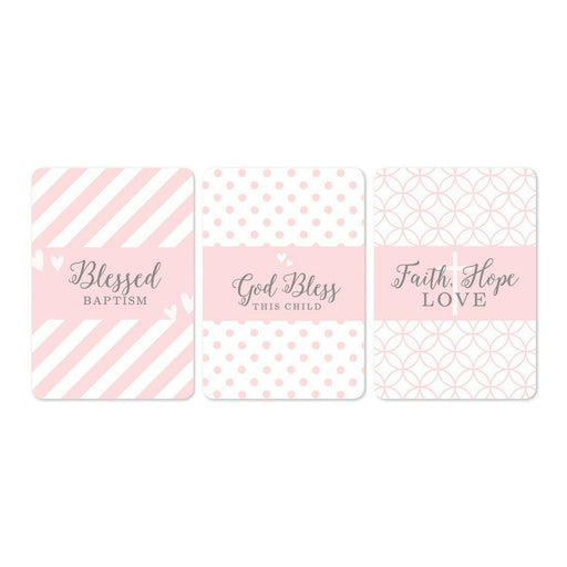 Blush Pink and Gray Baby Girl Baptism Hershey's Miniatures Mini Candy Bar Wrappers-set of 36-Andaz Press-