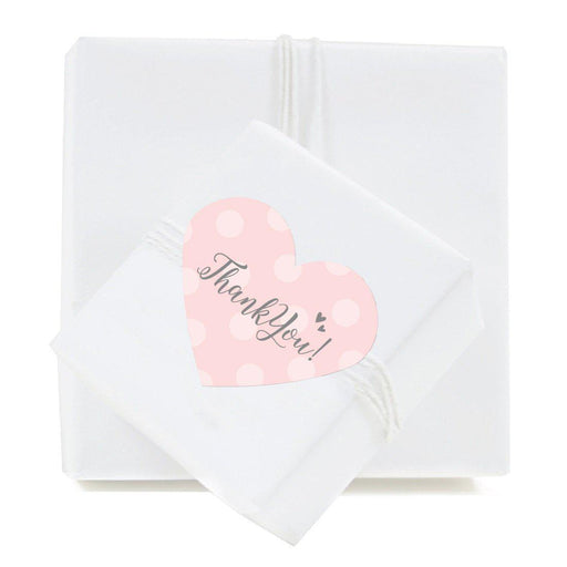 Blush Pink and Gray Baby Girl Baptism Mini Heart Label Stickers, Thank You-set of 75-Andaz Press-