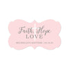 Blush Pink and Gray Baby Girl Baptism Personalized Fancy Frame Label Stickers, Faith Hope and Love-set of 36-Andaz Press-