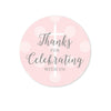 Blush Pink and Gray Baby Girl Baptism Round Circle Gift Tags, Thanks for Celebrating with US-set of 24-Andaz Press-