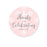 Blush Pink and Gray Baby Girl Baptism Round Circle Label Stickers, Thanks for Celebrating with US-set of 40-Andaz Press-