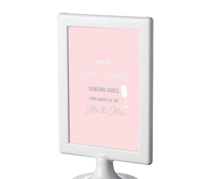 Blush Pink and Gray Pop Fizz Clink Wedding Framed Party Signs-Set of 1-Andaz Press-Mr. & Mrs.-
