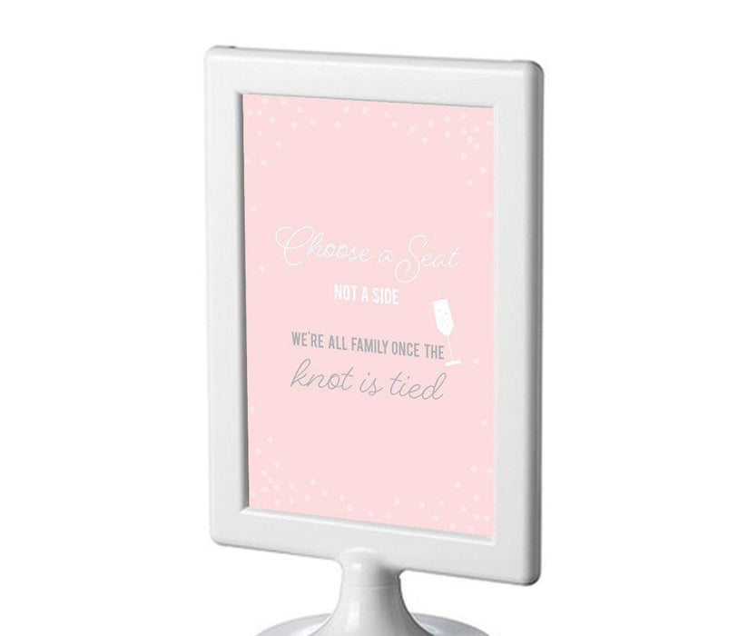 Blush Pink and Gray Pop Fizz Clink Wedding Framed Party Signs-Set of 1-Andaz Press-Mr. & Mrs.-