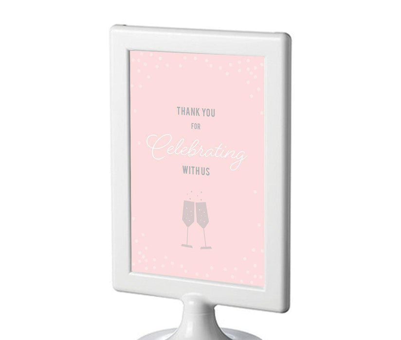 Blush Pink and Gray Pop Fizz Clink Wedding Framed Party Signs-Set of 1-Andaz Press-Mr. & Mrs.-