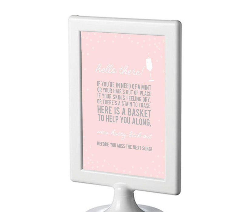 Blush Pink and Gray Pop Fizz Clink Wedding Framed Party Signs-Set of 1-Andaz Press-Bathroom Basket-