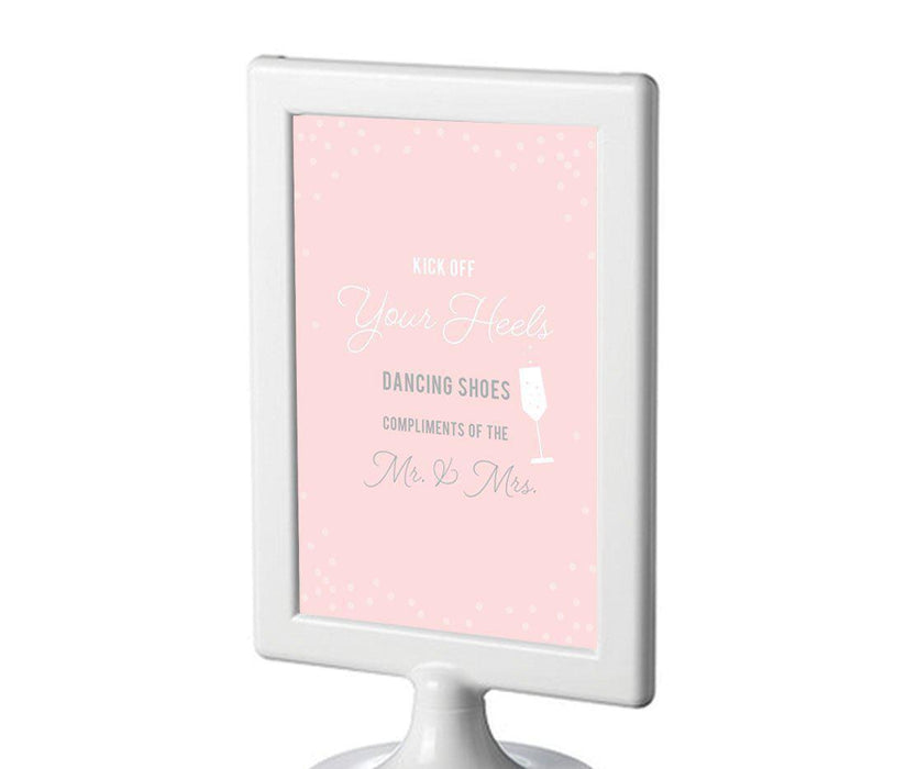 Blush Pink and Gray Pop Fizz Clink Wedding Framed Party Signs-Set of 1-Andaz Press-Dancing Shoes - Kick Off Your Heels-