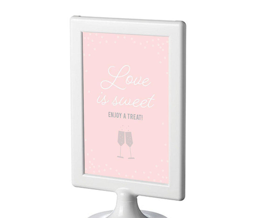 Blush Pink and Gray Pop Fizz Clink Wedding Framed Party Signs-Set of 1-Andaz Press-Love Is Sweet, Enjoy A Treat-