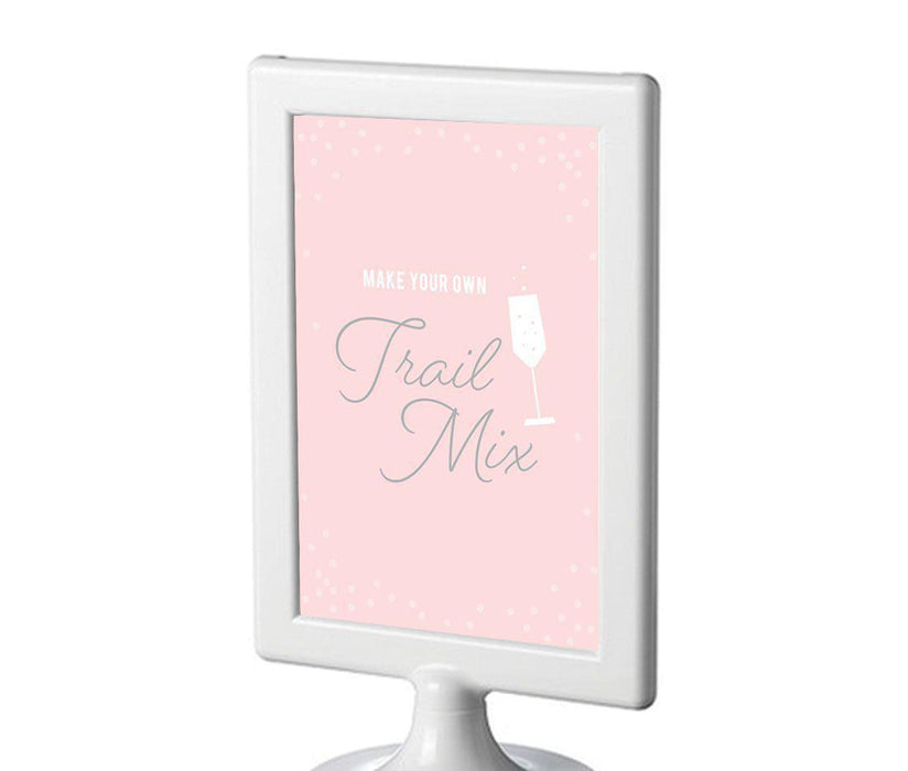 Blush Pink and Gray Pop Fizz Clink Wedding Framed Party Signs-Set of 1-Andaz Press-Make Your Own Trail Mix-