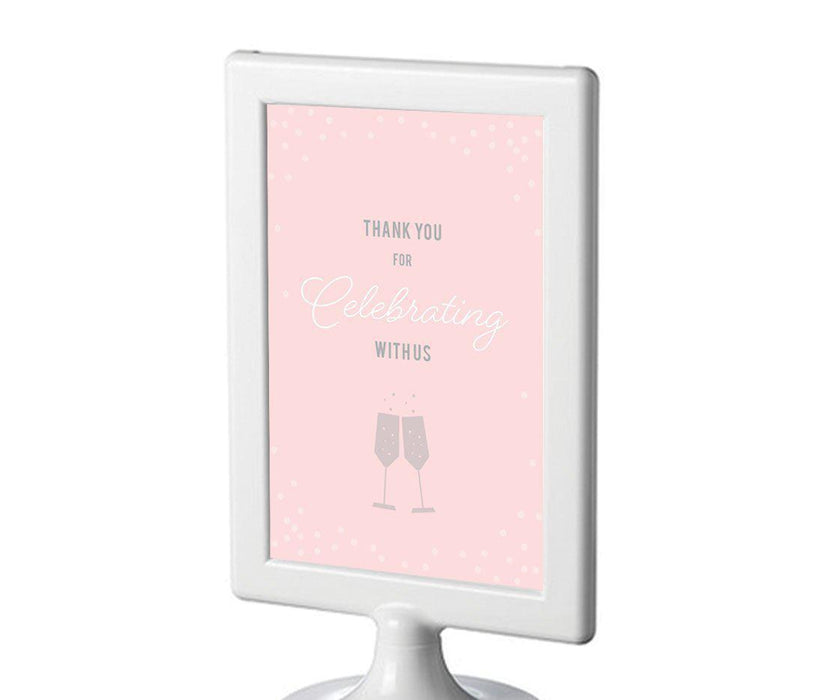 Blush Pink and Gray Pop Fizz Clink Wedding Framed Party Signs-Set of 1-Andaz Press-Thank You For Celebrating With Us-