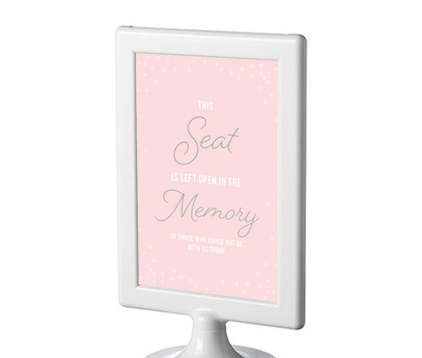 Blush Pink and Gray Pop Fizz Clink Wedding Framed Party Signs-Set of 1-Andaz Press-This Seat Is Left Open Memorial-