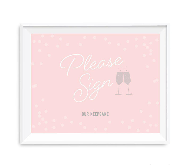 Blush Pink and Gray Pop Fizz Clink Wedding Party Signs-Set of 1-Andaz Press-Mr. & Mrs.-