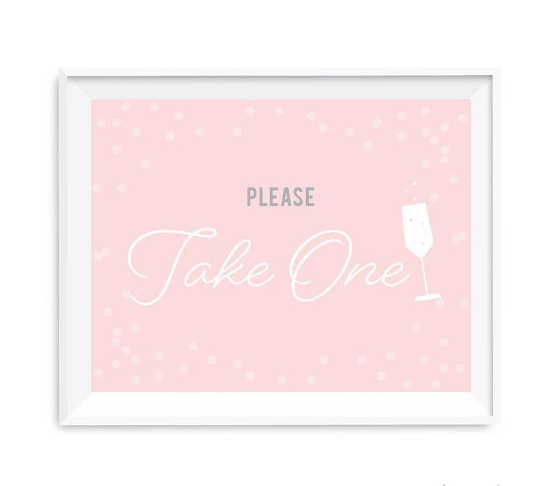 Blush Pink and Gray Pop Fizz Clink Wedding Party Signs-Set of 1-Andaz Press-Mr. & Mrs.-