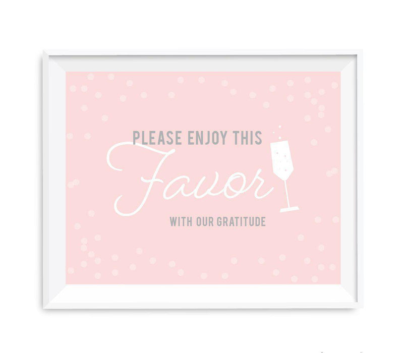 Blush Pink and Gray Pop Fizz Clink Wedding Party Signs-Set of 1-Andaz Press-Mr. & Mrs.-