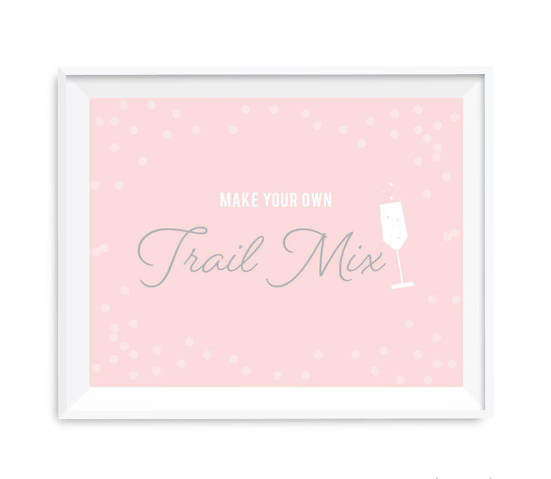 Blush Pink and Gray Pop Fizz Clink Wedding Party Signs-Set of 1-Andaz Press-Mr. & Mrs.-