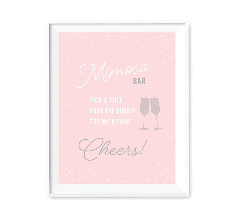 Blush Pink and Gray Pop Fizz Clink Wedding Party Signs-Set of 1-Andaz Press-Mr. & Mrs.-