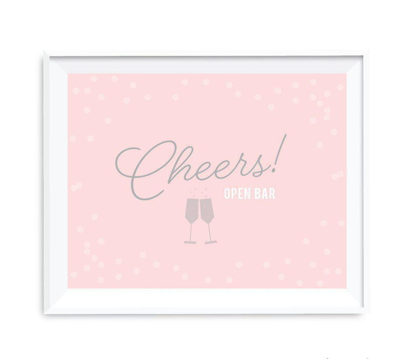 Blush Pink and Gray Pop Fizz Clink Wedding Party Signs-Set of 1-Andaz Press-Mr. & Mrs.-