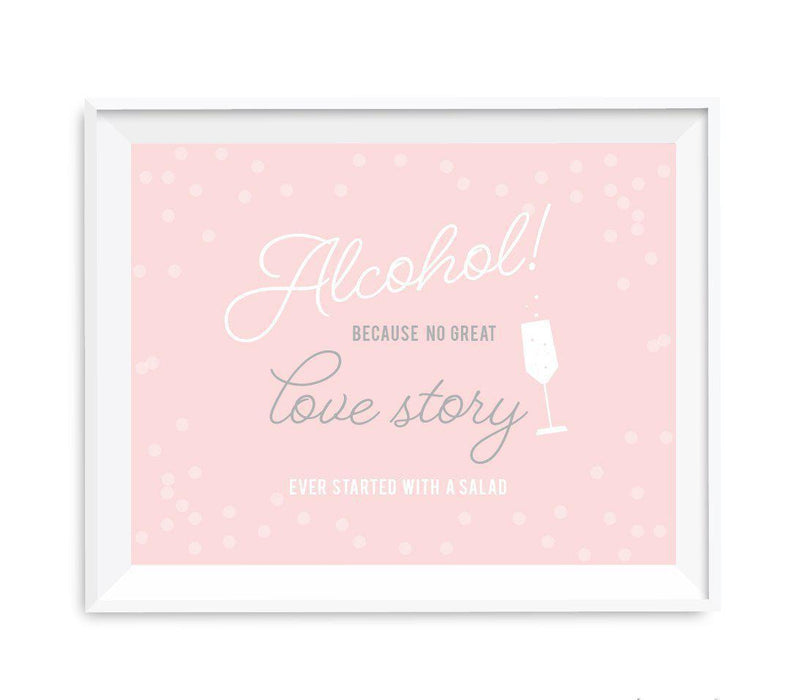 Blush Pink and Gray Pop Fizz Clink Wedding Party Signs-Set of 1-Andaz Press-Mr. & Mrs.-
