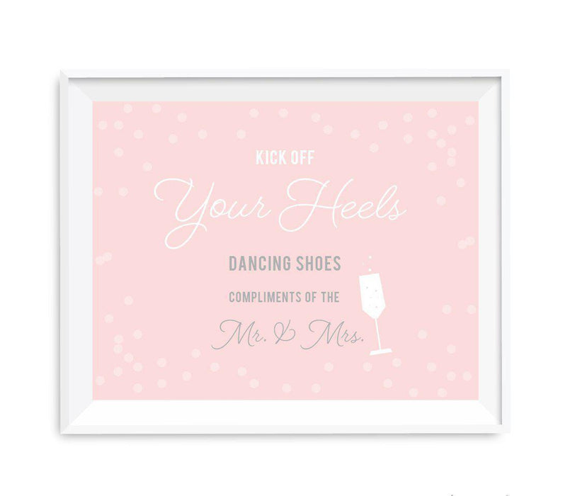 Blush Pink and Gray Pop Fizz Clink Wedding Party Signs-Set of 1-Andaz Press-Mr. & Mrs.-