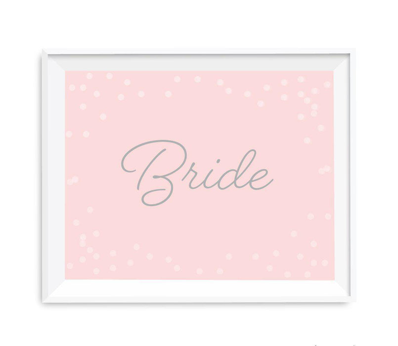 Blush Pink and Gray Pop Fizz Clink Wedding Party Signs-Set of 1-Andaz Press-Mr. & Mrs.-