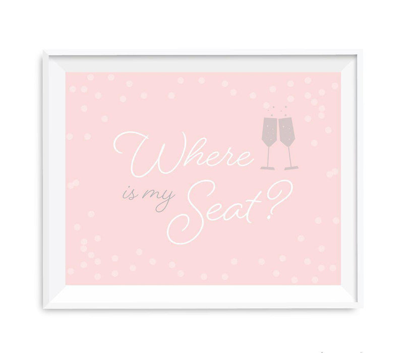 Blush Pink and Gray Pop Fizz Clink Wedding Party Signs-Set of 1-Andaz Press-Mr. & Mrs.-