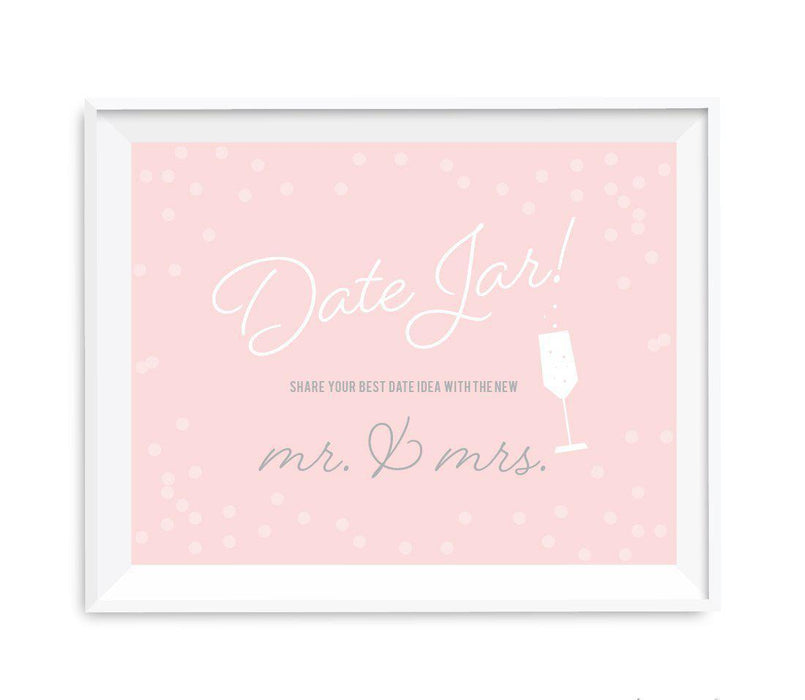 Blush Pink and Gray Pop Fizz Clink Wedding Party Signs-Set of 1-Andaz Press-Mr. & Mrs.-