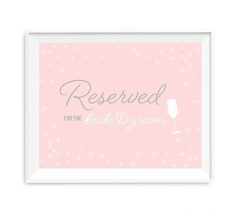Blush Pink and Gray Pop Fizz Clink Wedding Party Signs-Set of 1-Andaz Press-Mr. & Mrs.-