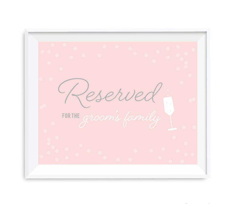 Blush Pink and Gray Pop Fizz Clink Wedding Party Signs-Set of 1-Andaz Press-Mr. & Mrs.-