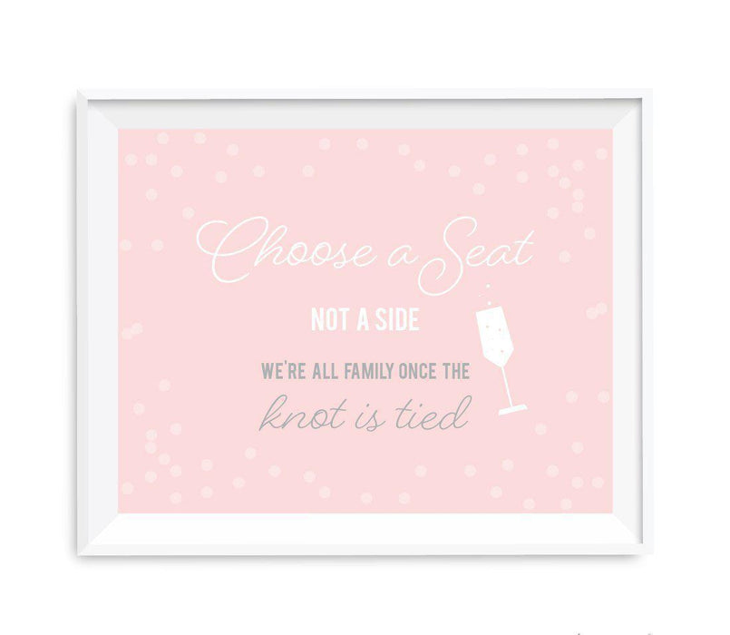 Blush Pink and Gray Pop Fizz Clink Wedding Party Signs-Set of 1-Andaz Press-Mr. & Mrs.-