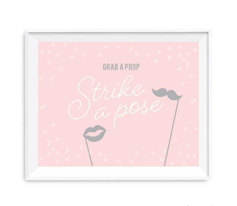 Blush Pink and Gray Pop Fizz Clink Wedding Party Signs-Set of 1-Andaz Press-Mr. & Mrs.-