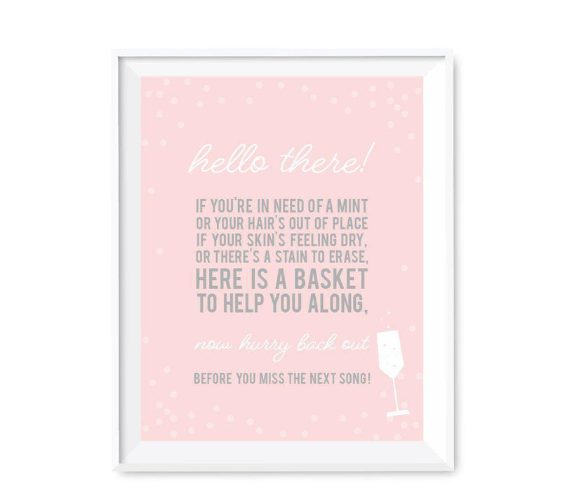 Blush Pink and Gray Pop Fizz Clink Wedding Party Signs-Set of 1-Andaz Press-Mr. & Mrs.-