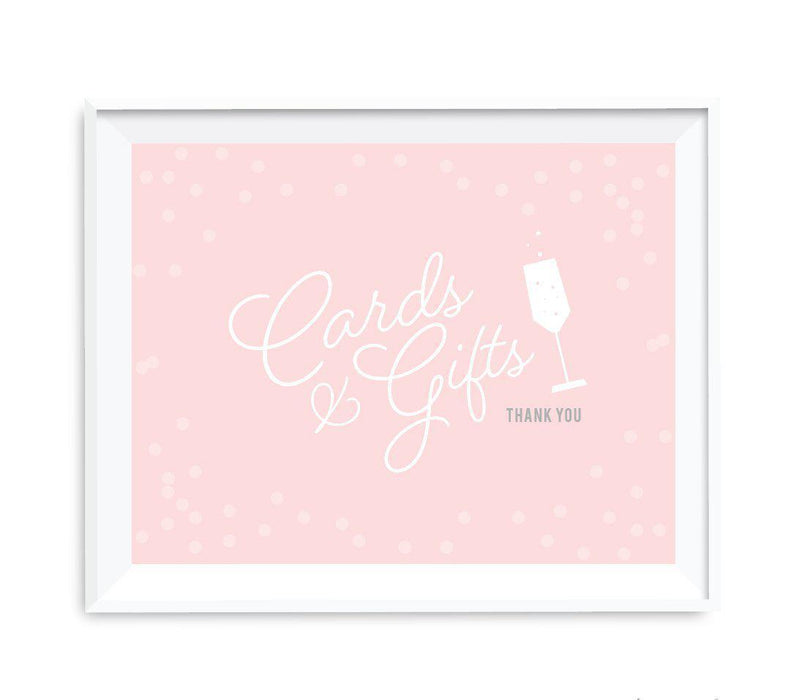 Blush Pink and Gray Pop Fizz Clink Wedding Party Signs-Set of 1-Andaz Press-Mr. & Mrs.-