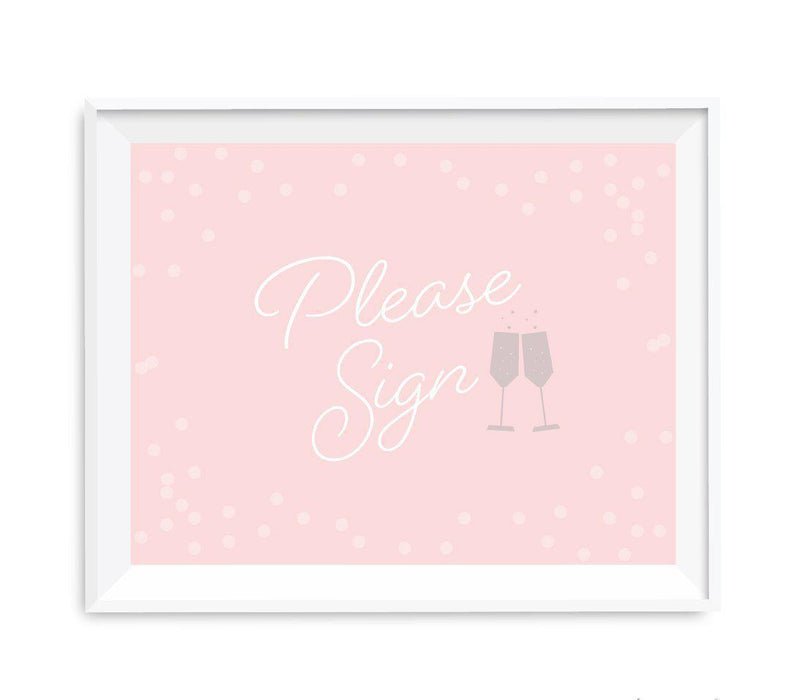 Blush Pink and Gray Pop Fizz Clink Wedding Party Signs-Set of 1-Andaz Press-Mr. & Mrs.-