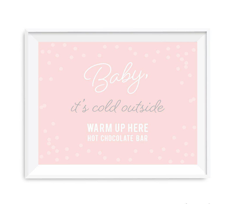 Blush Pink and Gray Pop Fizz Clink Wedding Party Signs-Set of 1-Andaz Press-Baby It's Cold Outside - Hot Chocolate-