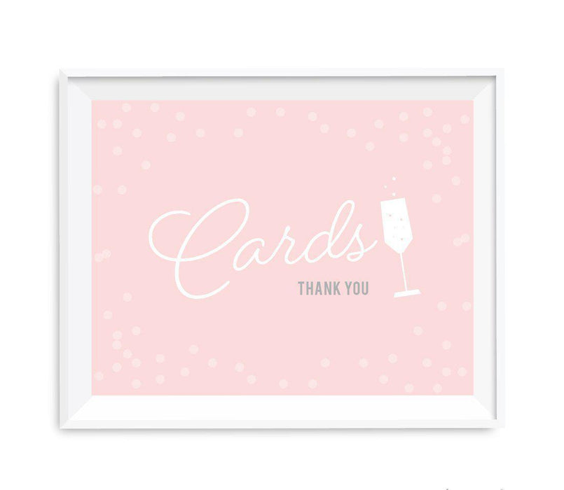 Blush Pink and Gray Pop Fizz Clink Wedding Party Signs-Set of 1-Andaz Press-Cards Thank You-
