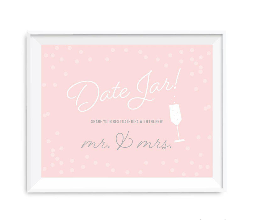 Blush Pink and Gray Pop Fizz Clink Wedding Party Signs-Set of 1-Andaz Press-Date Jar - Share Best Date Idea-