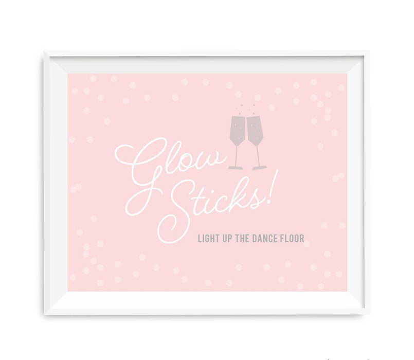 Blush Pink and Gray Pop Fizz Clink Wedding Party Signs-Set of 1-Andaz Press-Glow Sticks, Light Up The Dance Floor-