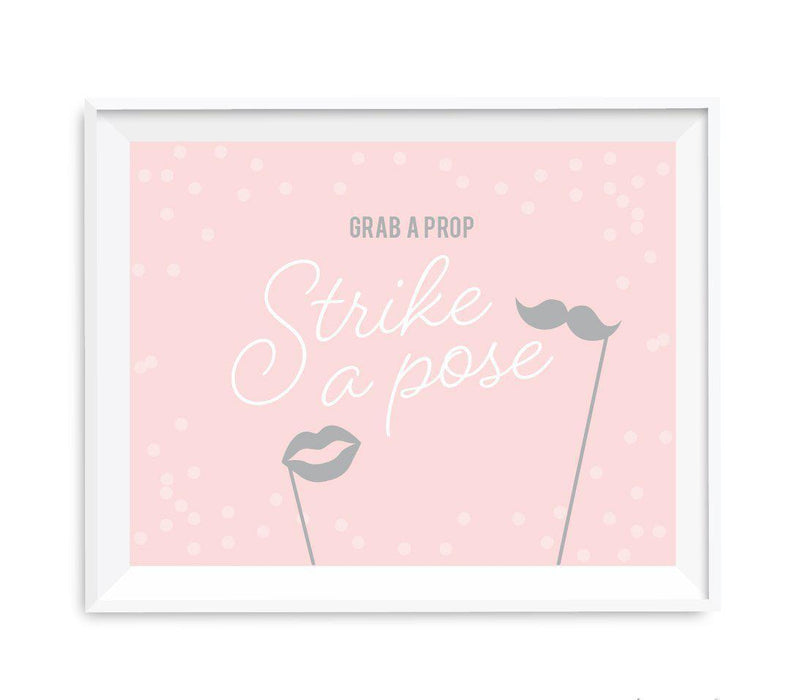 Blush Pink and Gray Pop Fizz Clink Wedding Party Signs-Set of 1-Andaz Press-Grab A Prop & Strike A Pose-