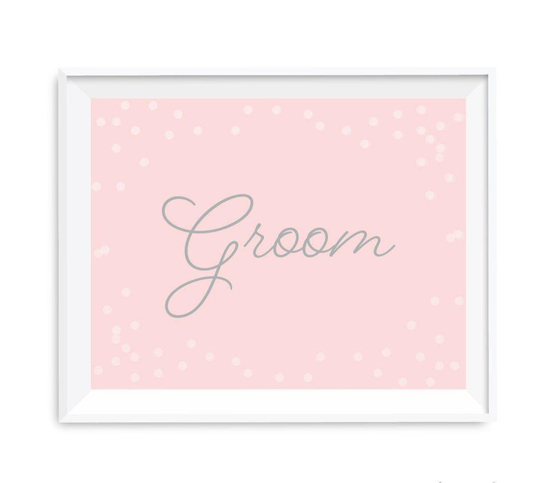 Blush Pink and Gray Pop Fizz Clink Wedding Party Signs-Set of 1-Andaz Press-Groom-