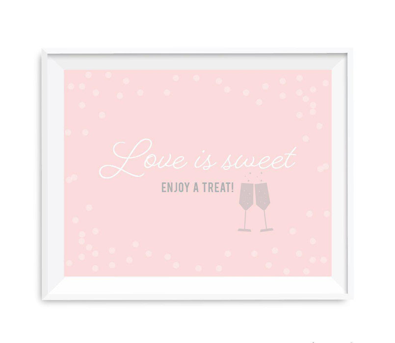 Blush Pink and Gray Pop Fizz Clink Wedding Party Signs-Set of 1-Andaz Press-Love Is Sweet, Enjoy A Treat-