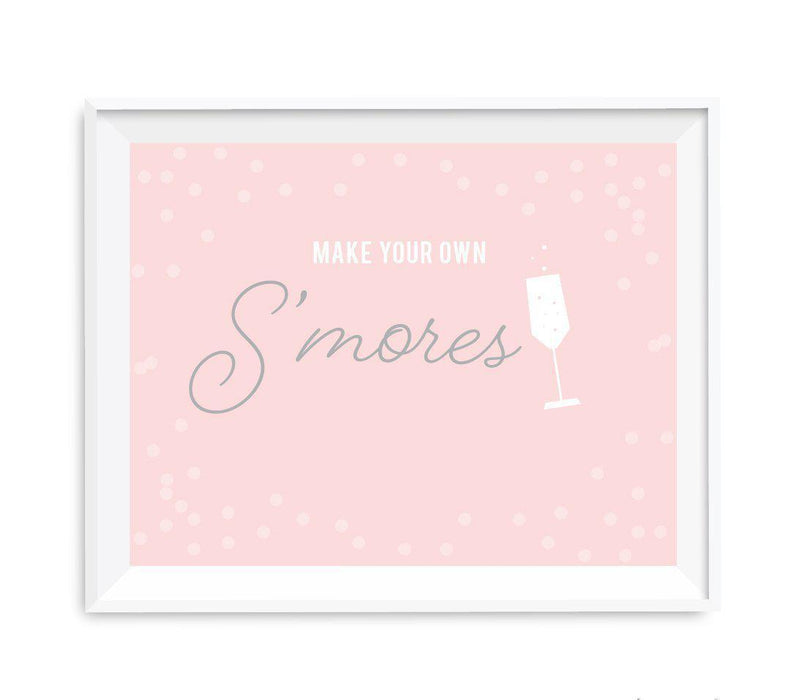Blush Pink and Gray Pop Fizz Clink Wedding Party Signs-Set of 1-Andaz Press-Make Your Own S'mores-