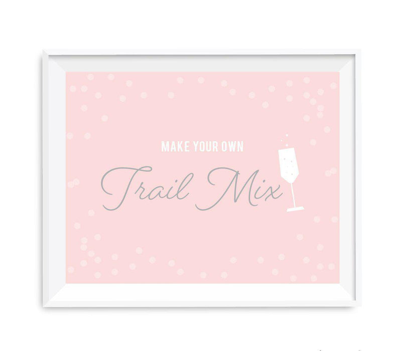 Blush Pink and Gray Pop Fizz Clink Wedding Party Signs-Set of 1-Andaz Press-Make Your Own Trail Mix-