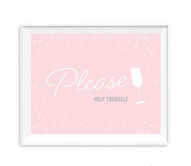 Blush Pink and Gray Pop Fizz Clink Wedding Party Signs-Set of 1-Andaz Press-Please Help Yourself-