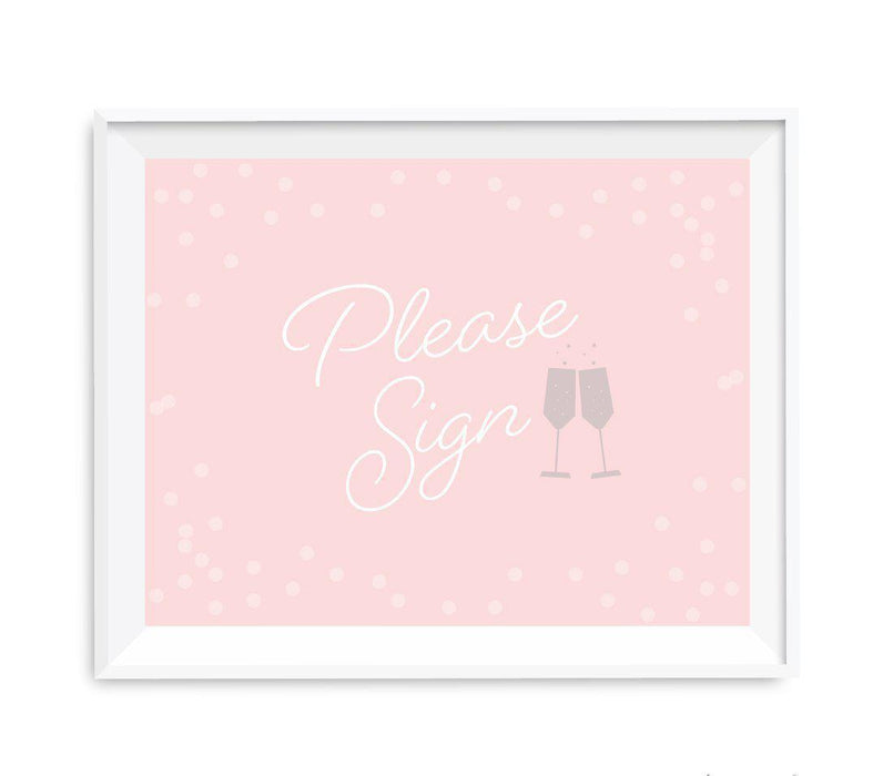 Blush Pink and Gray Pop Fizz Clink Wedding Party Signs-Set of 1-Andaz Press-Please Sign-