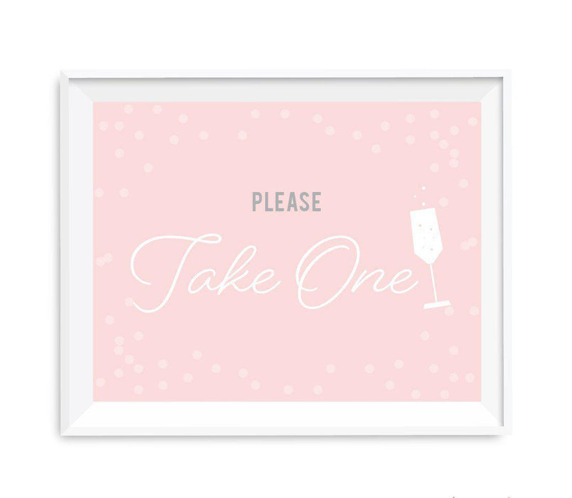 Blush Pink and Gray Pop Fizz Clink Wedding Party Signs-Set of 1-Andaz Press-Please Take One-