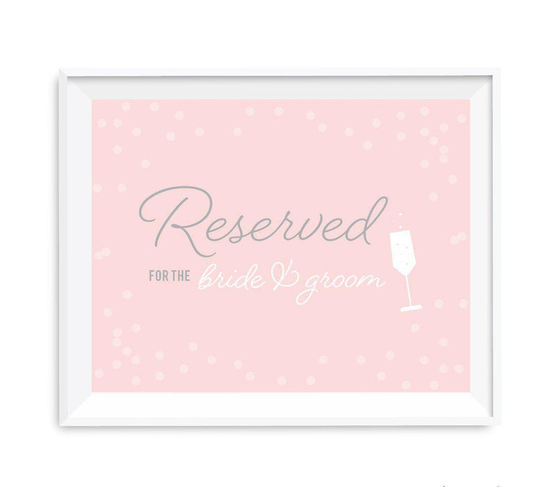 Blush Pink and Gray Pop Fizz Clink Wedding Party Signs-Set of 1-Andaz Press-Reserved For The Bride & Groom-