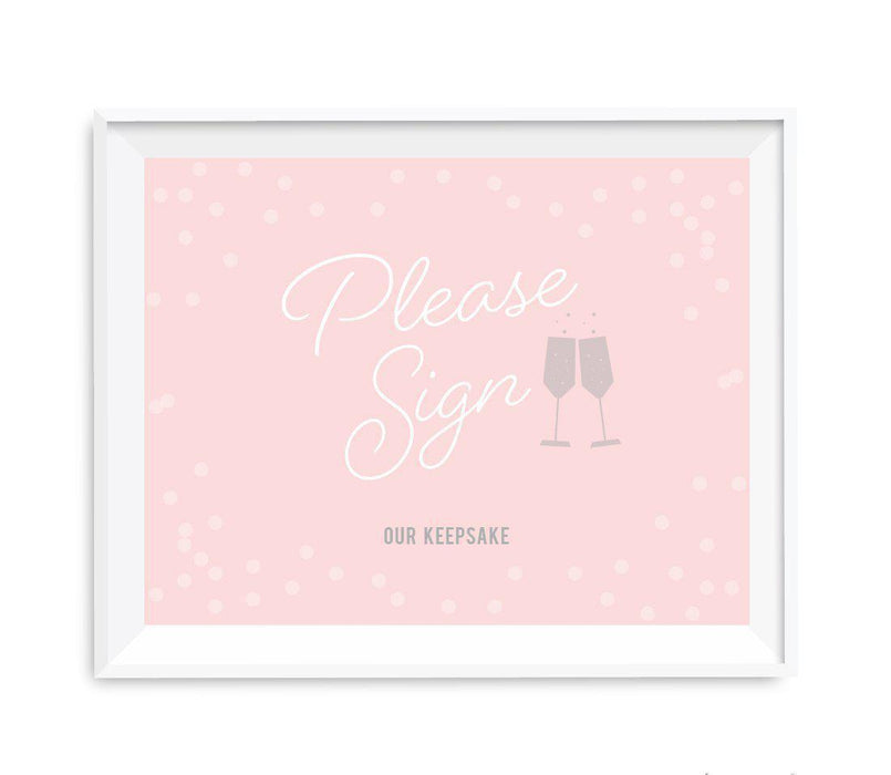 Blush Pink and Gray Pop Fizz Clink Wedding Party Signs-Set of 1-Andaz Press-Sign Our Keepsake-
