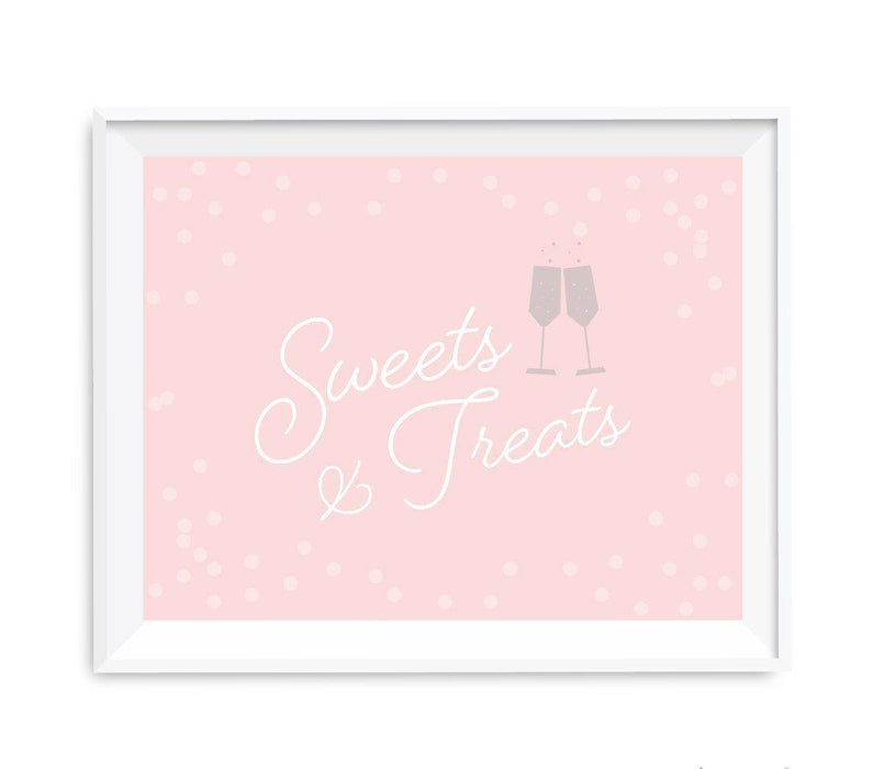 Blush Pink and Gray Pop Fizz Clink Wedding Party Signs-Set of 1-Andaz Press-Sweets & Treats-