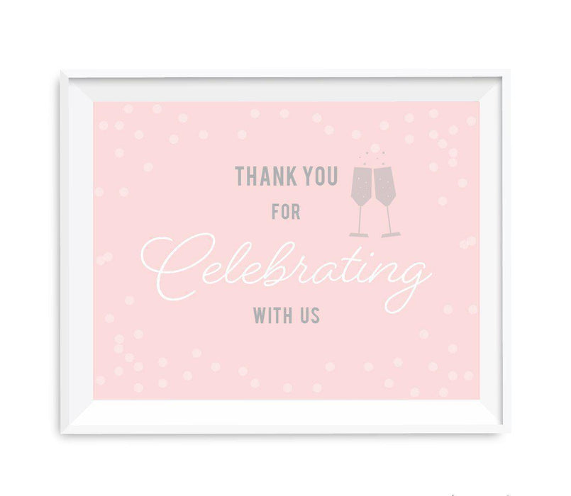 Blush Pink and Gray Pop Fizz Clink Wedding Party Signs-Set of 1-Andaz Press-Thank You For Celebrating With Us-
