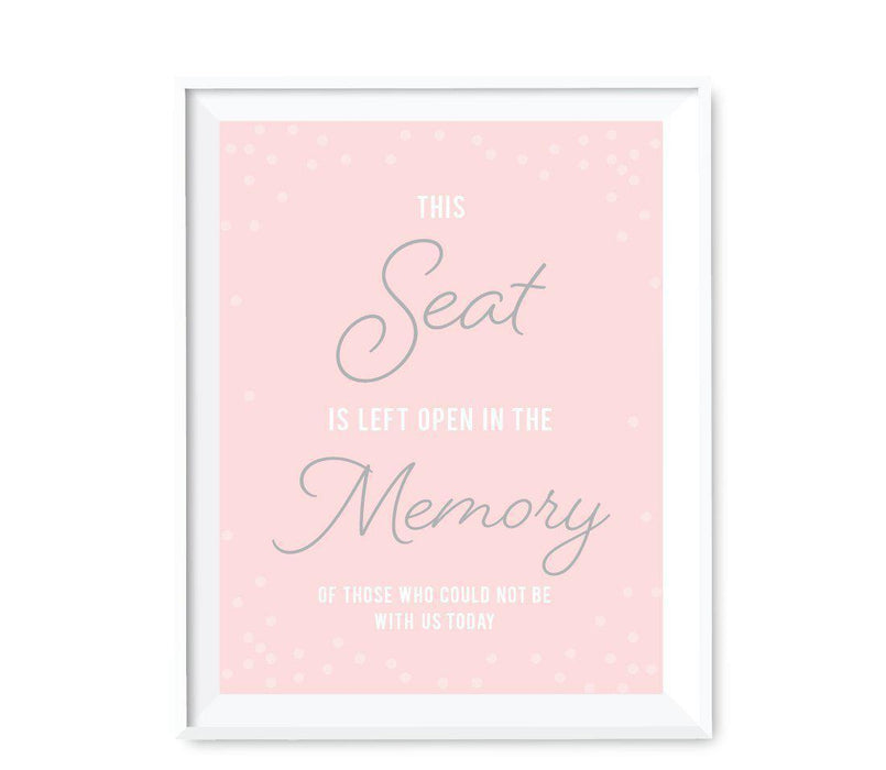 Blush Pink and Gray Pop Fizz Clink Wedding Party Signs-Set of 1-Andaz Press-This Seat Is Left Open Memorial-