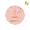 Blush Pink and Metallic Gold Confetti Polka Dots Bachelorette Party Round Circle Gift Tags, Thank You for Celebrating The Bride to Be-Set of 24-Andaz Press-